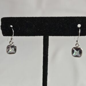 Faceted square Mystic Topaz Celtic Lever back Earrings - 925 Sterling silver